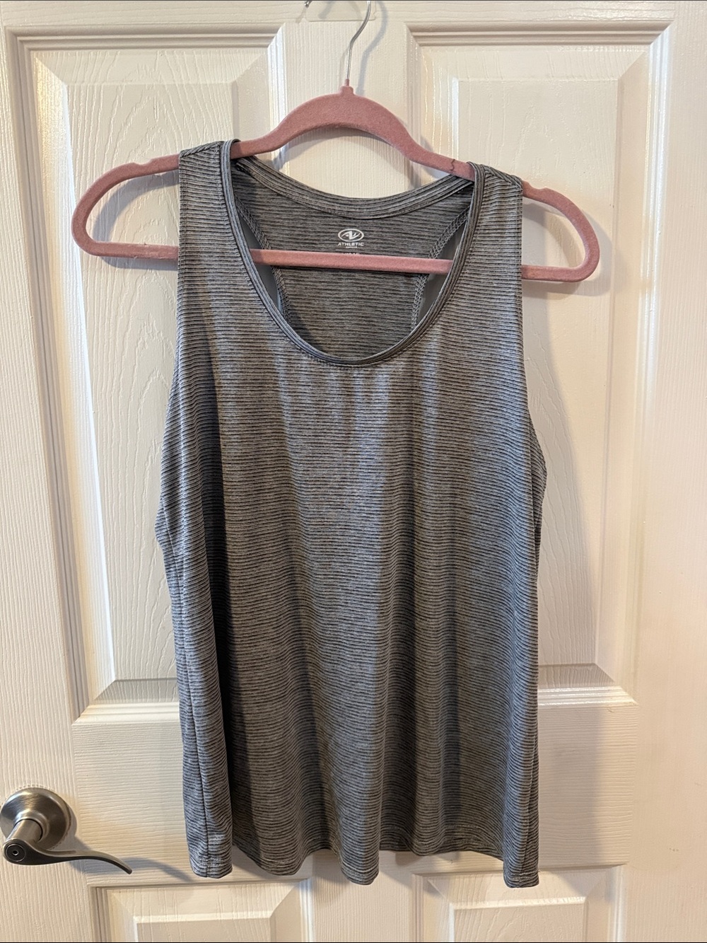 Athletic Works Gray Striped Scoop Neck Tank